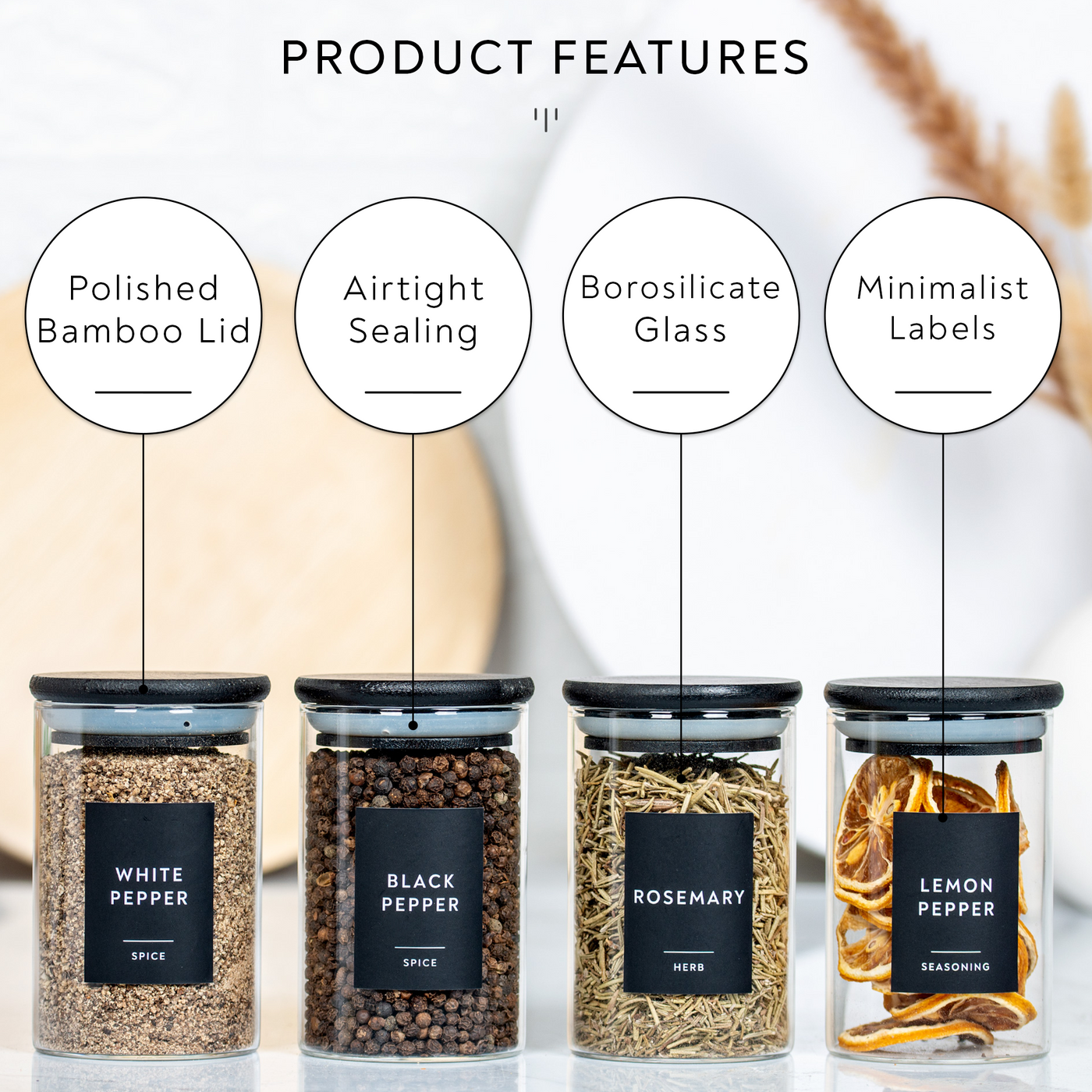 Buy Wholesale China High Quality 12 Natural Bamboo Spice Jars 8.5 Oz - Large  Glass Jars With Bamboo Lids - Seasoning Jars With Airtight Lids & Seasoning  Containers Spice Jars With Bamboo