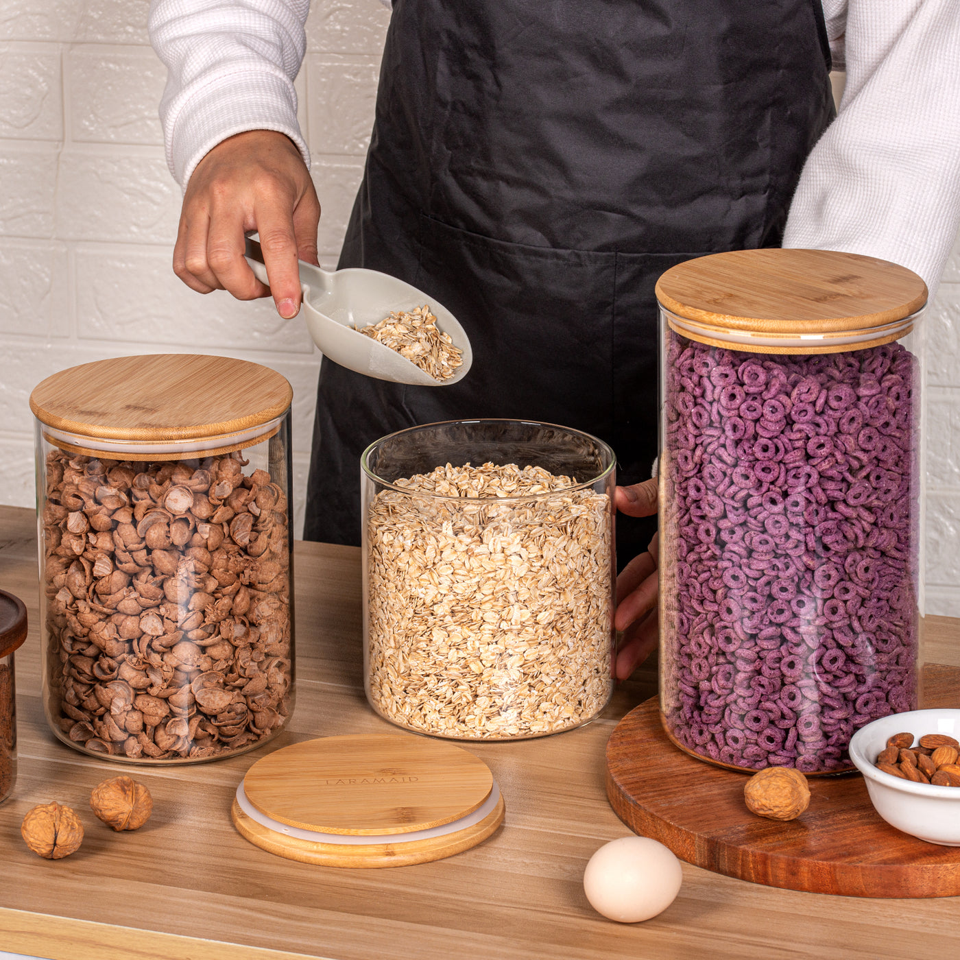 Glass Jar With Rounded Bamboo Lid version 1.0 -   Kitchen organization  pantry, Kitchen labels, Diy kitchen storage