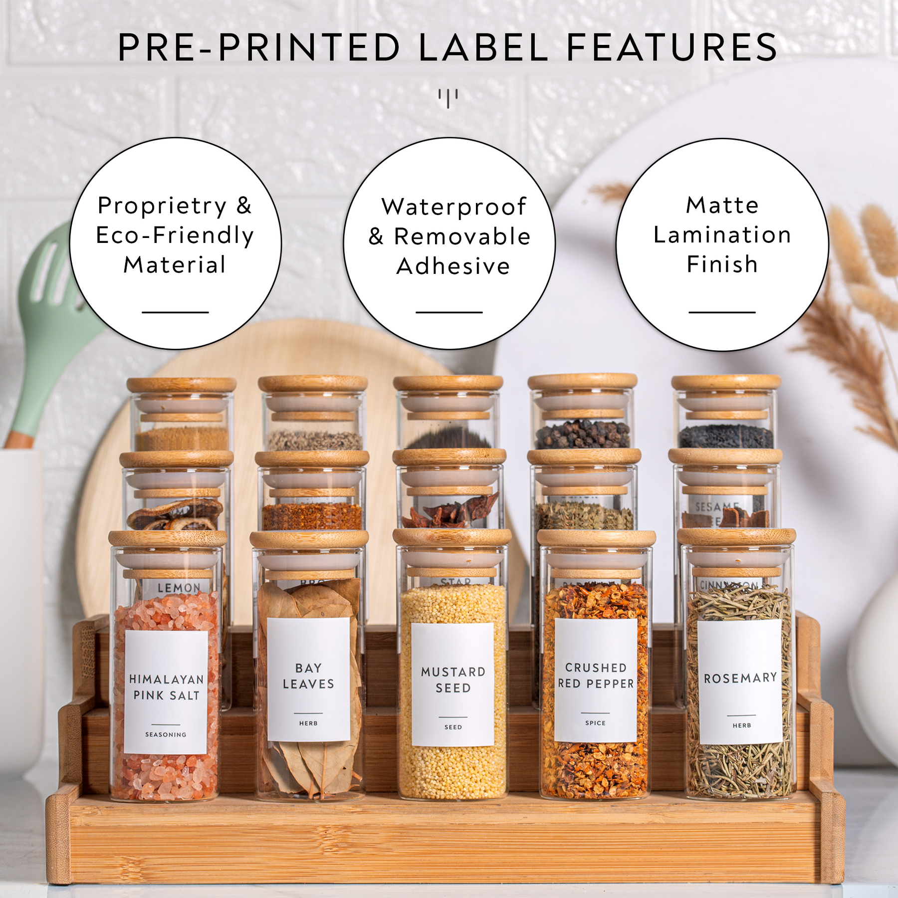 Spice Jar Label Set - Design 9 - Round - The Pretty Store